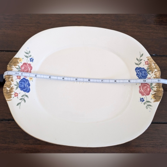 Vintage Mid-century Ceramic Serving Platter With Floral Details - Picture 7 of 8